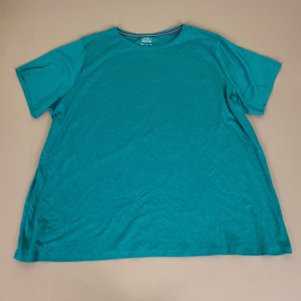 Croft & Barrow The Classic Tee Shirt Womens 3X Teal Green Short Sleeve Crew Neck